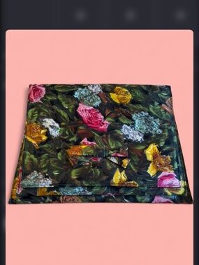 🥀Vintage MCM Lennox  Painted Roses Whimsigoth Bow tie Floral Envelope Clutch